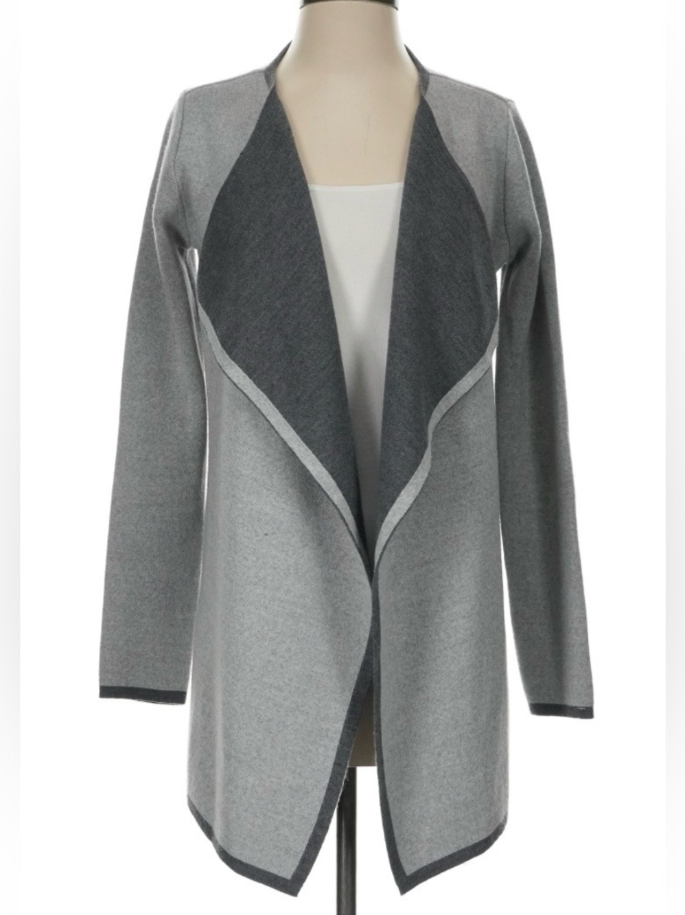 Lineamaglia Made in Italy Wool Blend Two Tone Gray Open Front Cardigan Size M